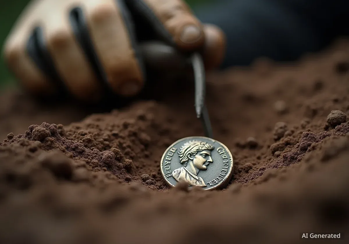 1600 Jahre alte römische Münze aus London bei Pulheim entdeckt
