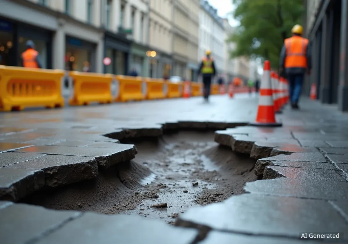 Boden am Breslauer Platz in Köln abgesackt: Reparaturen beginnen