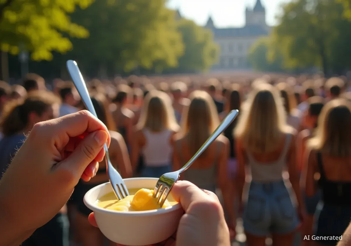 Neuer Trend in Köln: Hunderte essen Pudding mit Gabeln