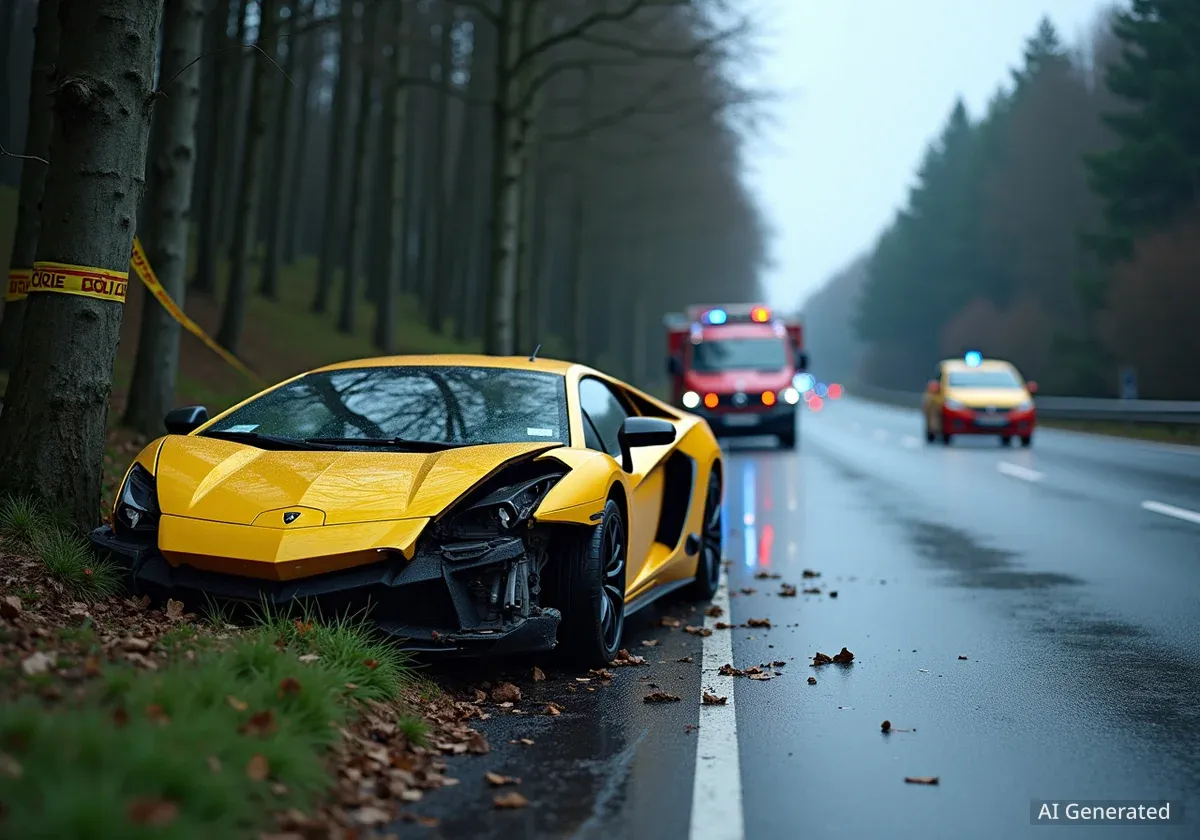 Lamborghini bei Unfall auf A94 in zwei Teile gerissen